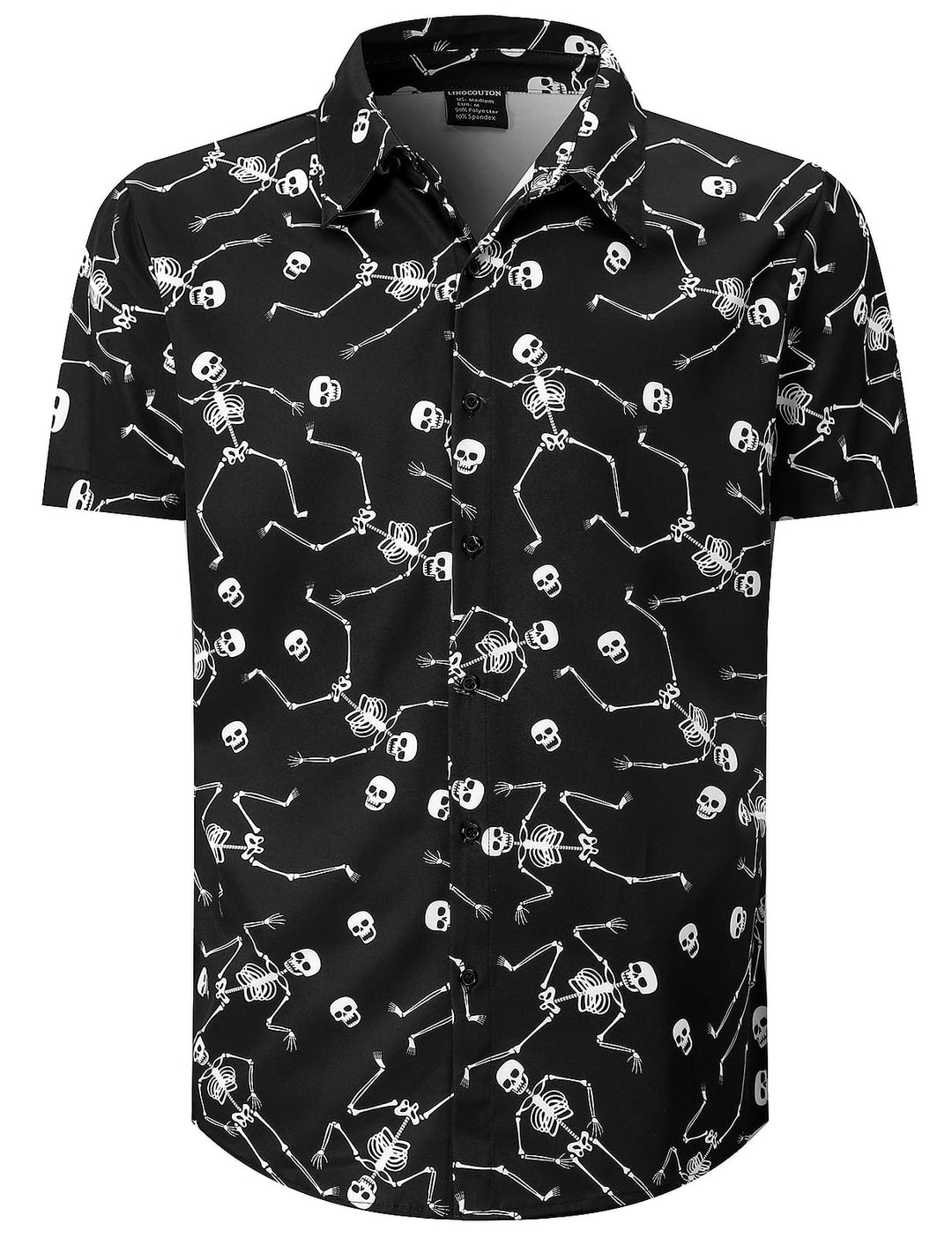 Herren Halloween Shirt Kostüm Kurzarm Knopf Nach Oben Hemd M Skelett, M Skelett