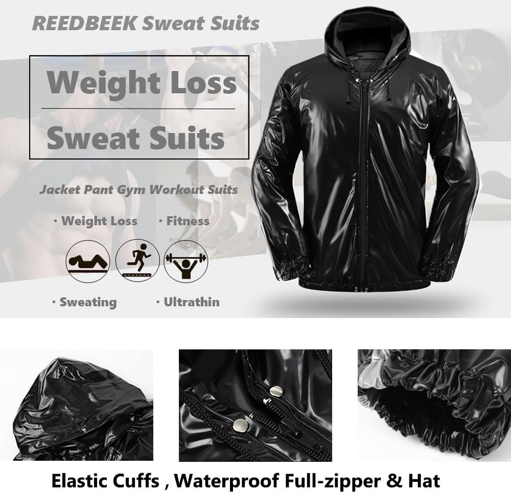 REEDBEEK Anti-Rip Saunaanzug, Gewichtsverlust, Schwitzanzug, MMA-Training, Fitnessstudio, Jacke, Hos