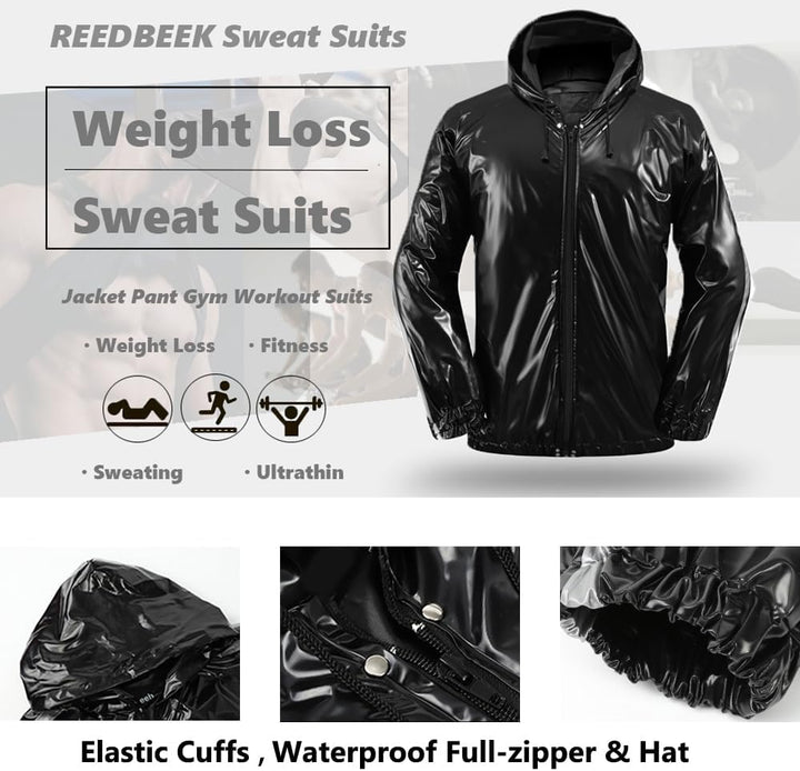 REEDBEEK Anti-Rip Saunaanzug, Gewichtsverlust, Schwitzanzug, MMA-Training, Fitnessstudio, Jacke, Hos