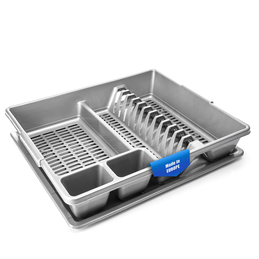 BigDean Abtropfgestell Geschirr Abtropfgitter Schale grau 48x39x9,5cm (LxBxH) Geschirrkorb Abtropfko