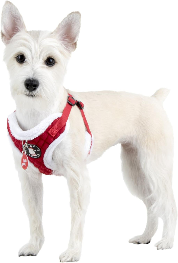 Puppia 4-Punkt-Weihnachtsgeschirr, Weiches Geschirr für kleine und mittelgrosse Hunde - Rot Rot M, R