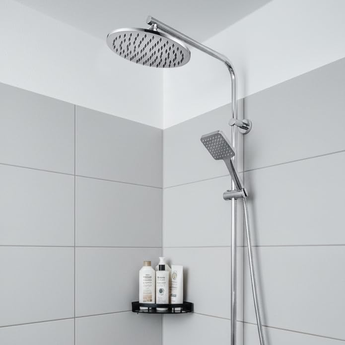 Duschkopf Regendusche, Edelstahl Regendusche Duschkopf, Anti-Kalk-Düsen (Chrom, 25 cm) Kreisförmig 2