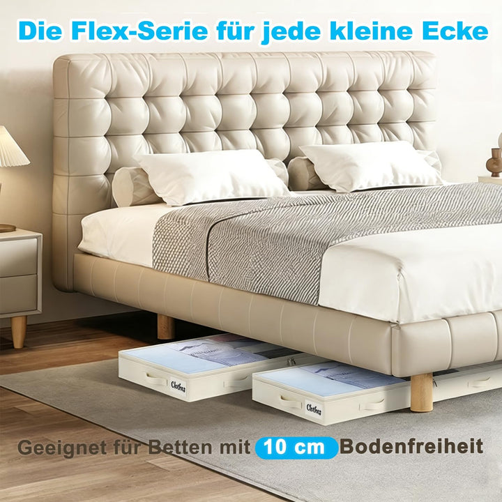 Kukikan Under Bed Storage Drawer 2 Stück Unterbettkommode und klarem Deckel, 10cm hoch Kleideraufbew