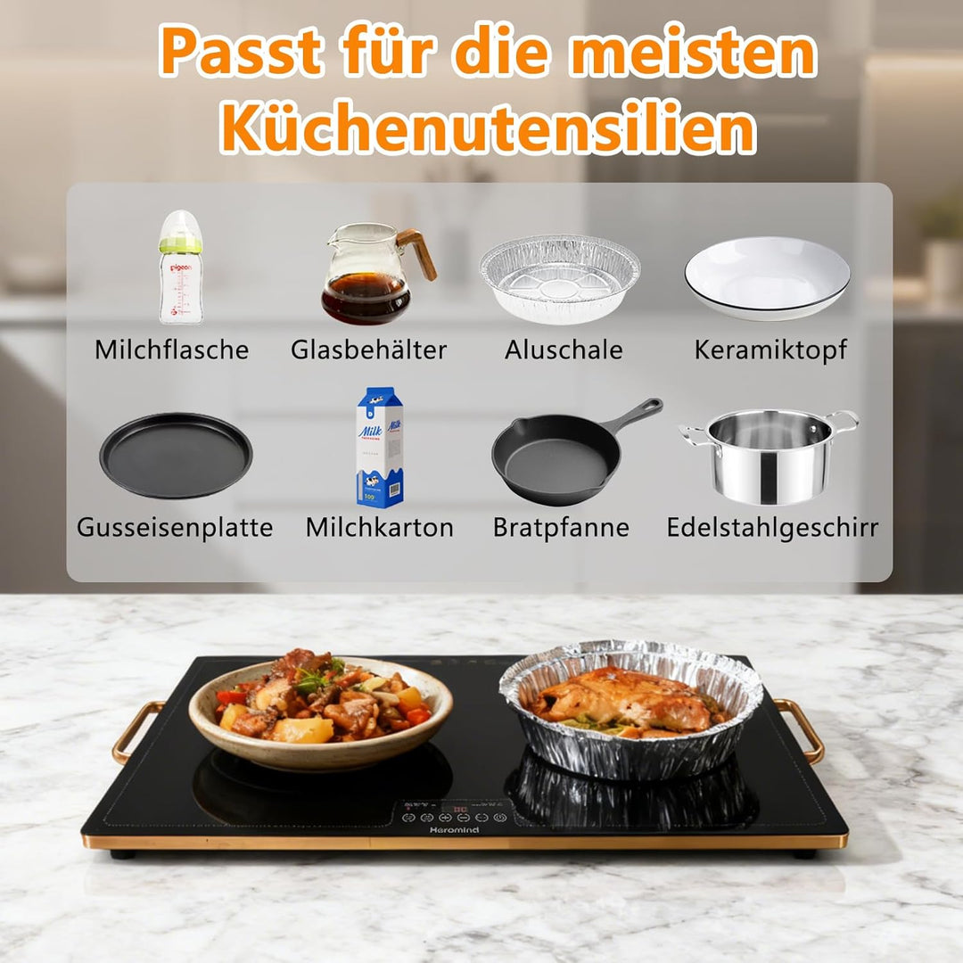 Warmhalteplatte 60x40 cm, 300W Elektrische Wärmeplatte mit Touchscreen, Temperatur einstellbar, Sich