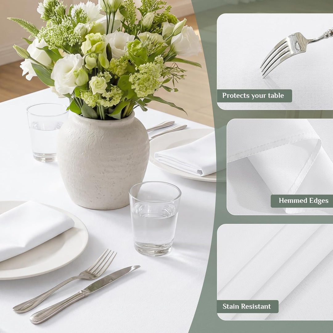 Softalker Tischdecke 152 x 259 cm Abwaschbar Tischdecken Weiss Rechteckig Tischtuch aus 210 GSM Poly