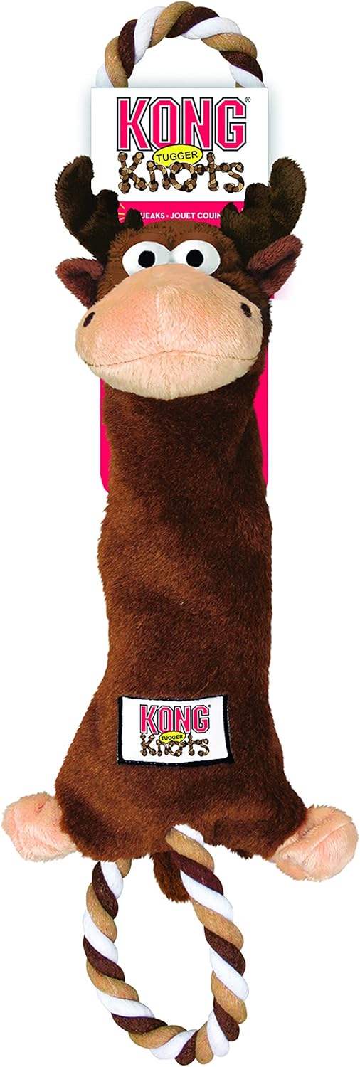 KONG – Tugger Knots Moose – Zerrspielzeug, Minimal Gefüllt, Robuste Schlaufen – Für Mittelgrosse/Gro