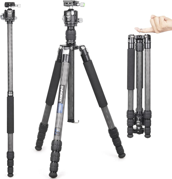 Tragbares 10-lagiges Carbonfaser-Stativ-INNOREL RT45C+N36 Professionelles, kompaktes, leichtes Reise