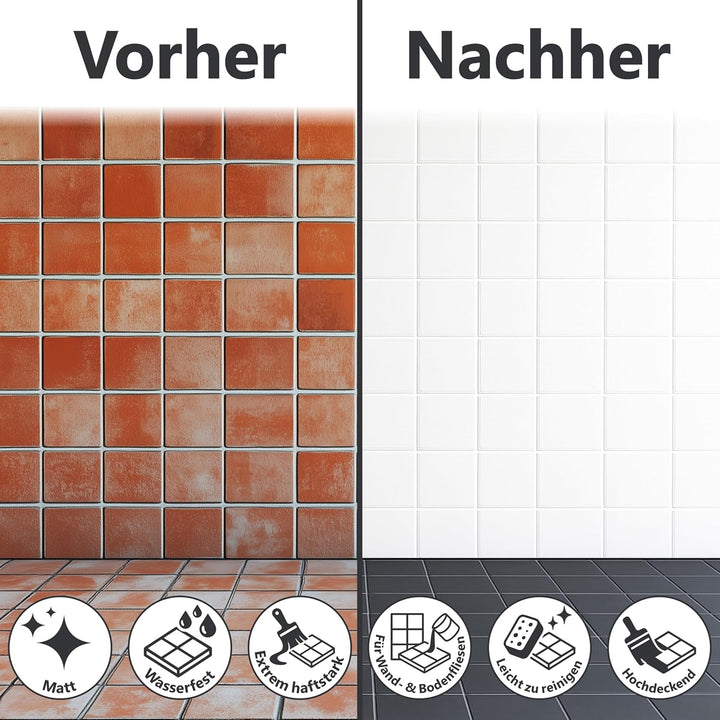 WO-WE 2K Fliesenlack MATT Kieselgrau RAL 7032 Boden Wand Fliesenfarbe Bad Küche - 2,5Kg 2.50 kg (1er