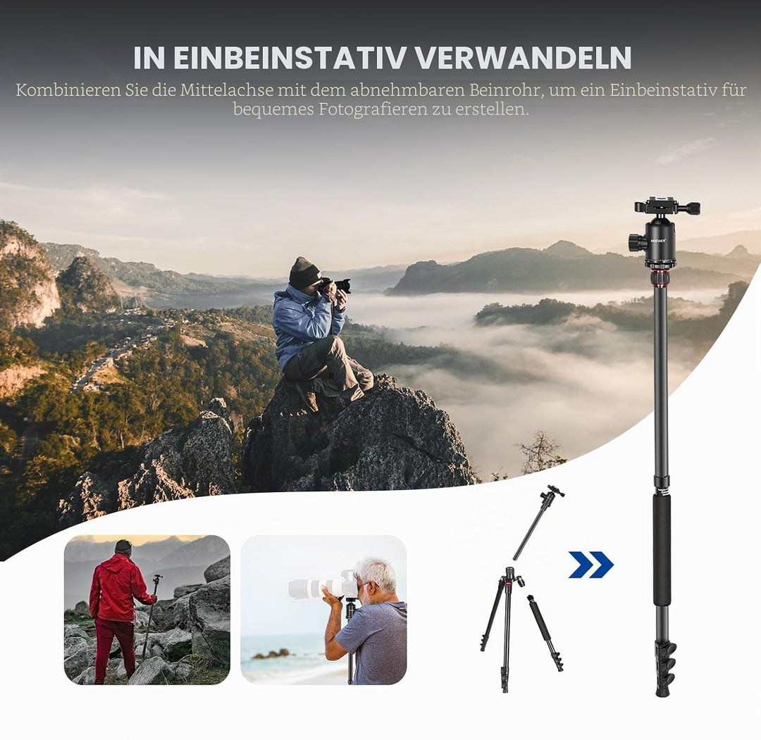 NEEWER 195,6cm Kamera Stativ Einbeinstativ mit Handyhalter, tragbares Reisestativ mit Fernbedienung