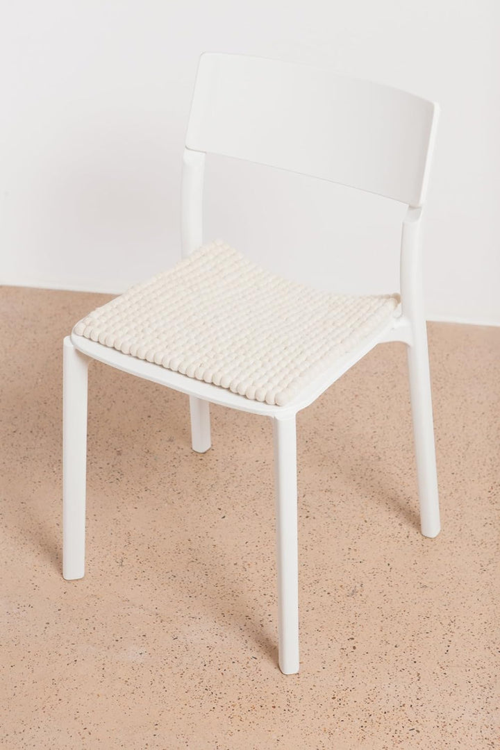 myfelt Filzkugel Sitzauflage Stuhlauflage - Linéa - 36x36 cm, weiss, Weiss