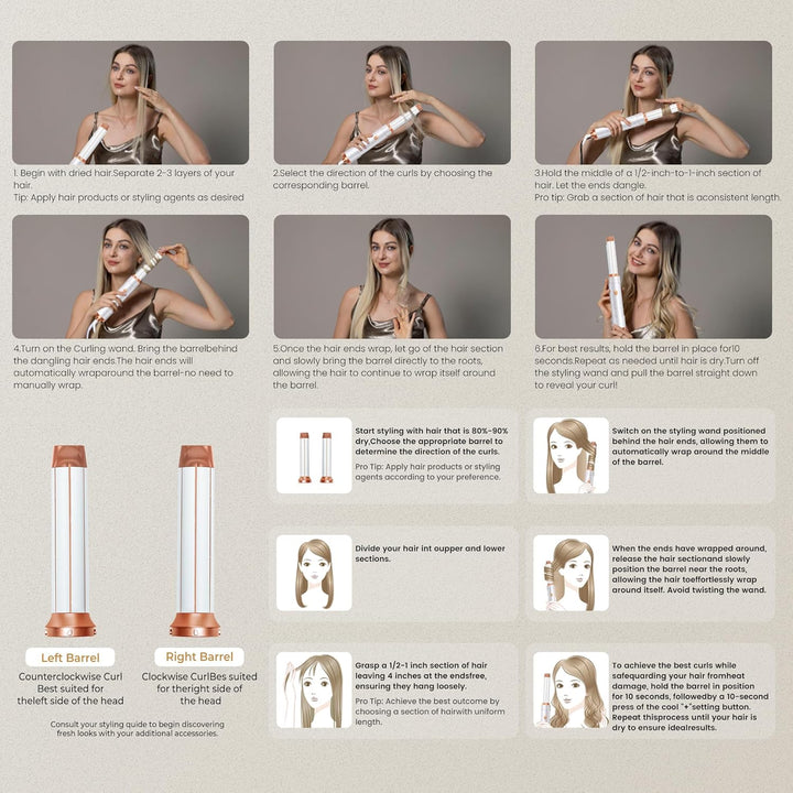 Hairstyler 5 in 1 Hair Styler Set, Haarstyler mit Luft Lockenstab Föhn Thermal Brush Glättbürste, Mu