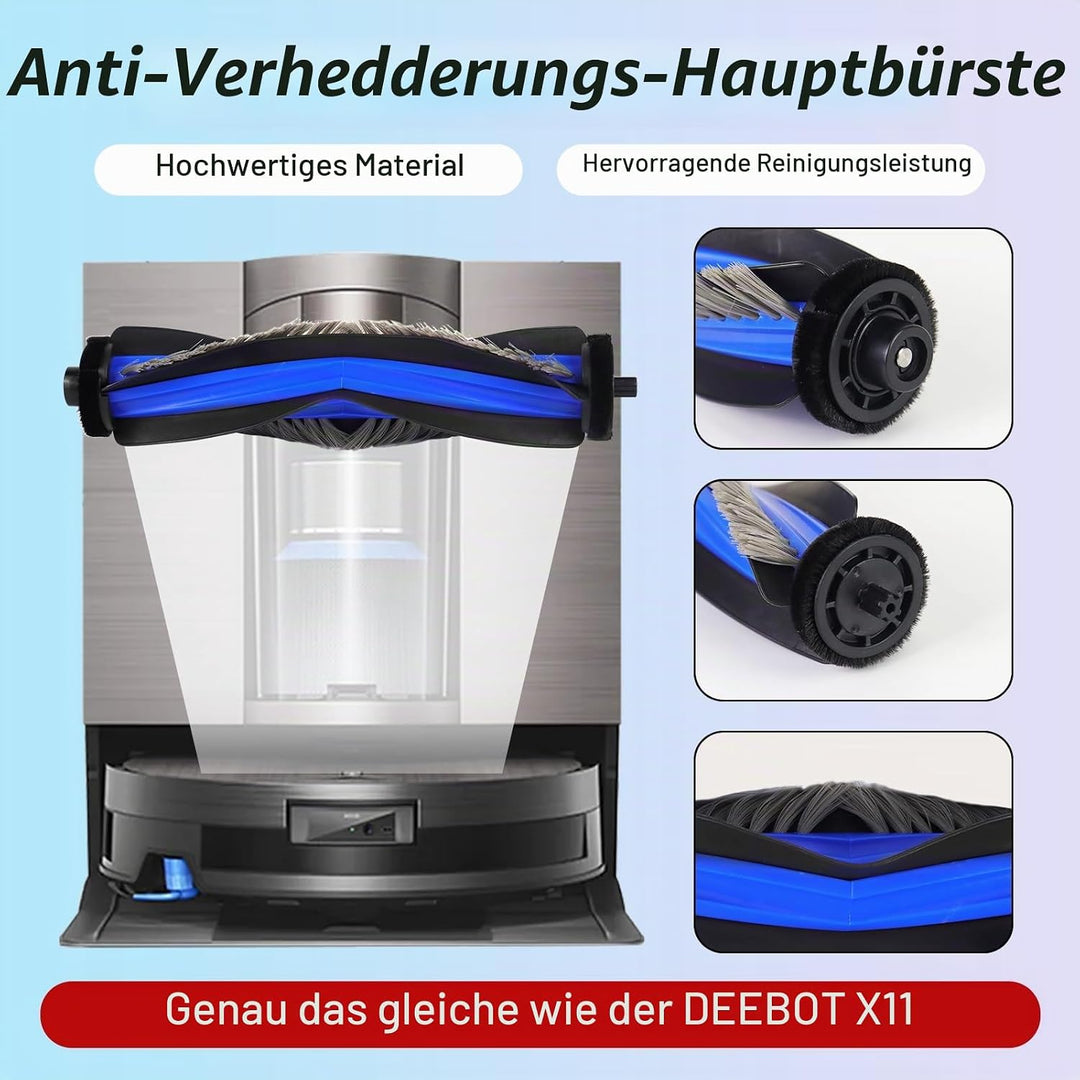 X11 Zubehör für ECOVACS X11 OMNICYCLONE / X11 PRO Omni / X9 Pro Staubsauger,1 Hauptbürste,1 Rolle Wi