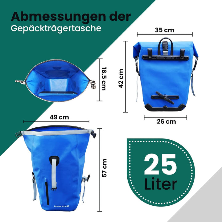 Bomence Fahrradtasche für Gepäckträger wasserdicht - Satteltasche für Fahrrad, Radtasche, Gepäckträg