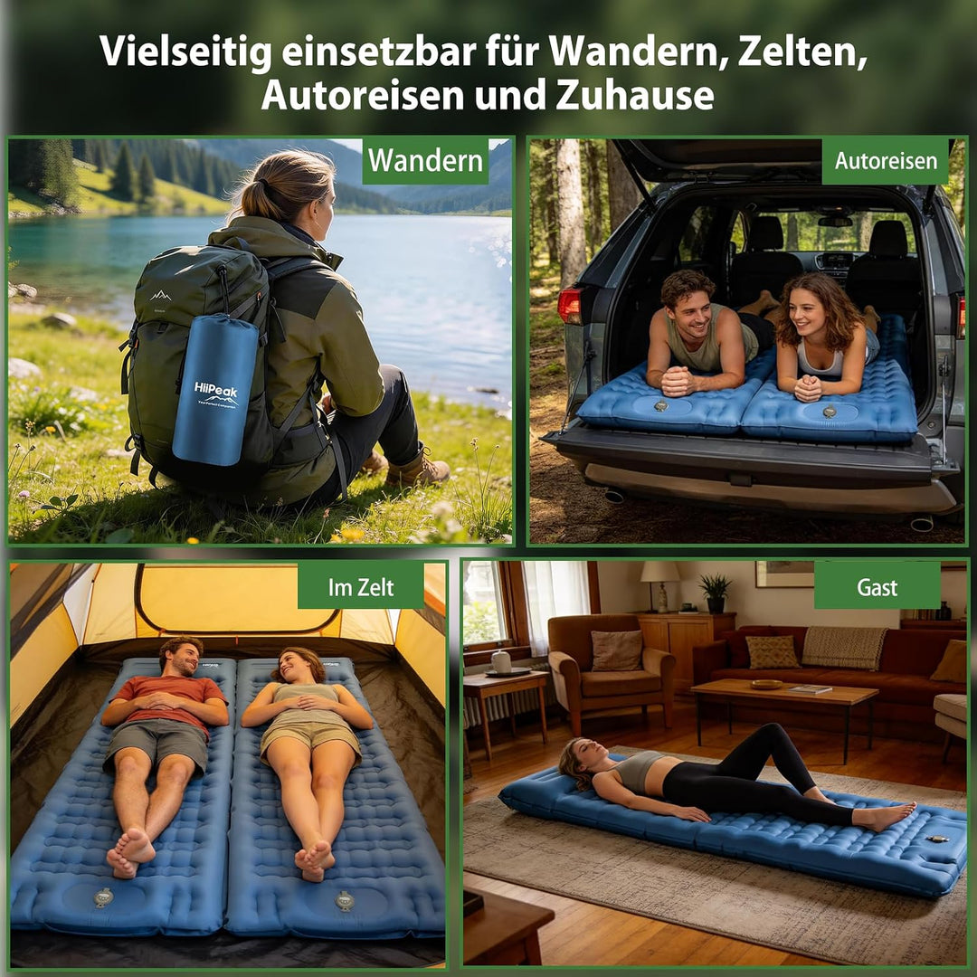 HiiPeak Ultraleichte Isomatte aufblasend - Luftmatratze Camping mit integrierter Fusspumpe &amp; Kissen,