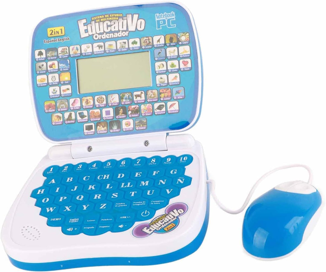 Interaktiver Zweisprachiger Lern-Laptop für Kinder mit Englisch-Spanisch-Musikfunktion, Ideales Lern