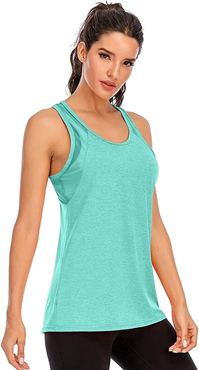 Nekosi Damen Yoga Tanktops Ärmelloses Sportshirt Kleidung Mesh Zurück Fitness Laufen Shirt Sport Obe