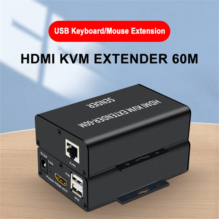 4K HDTV 120M KVM Extender HDMI-Kompatibel USB-A Tastatur Maus 3,5mm AUX Aluminiumlegierung auf CAT6