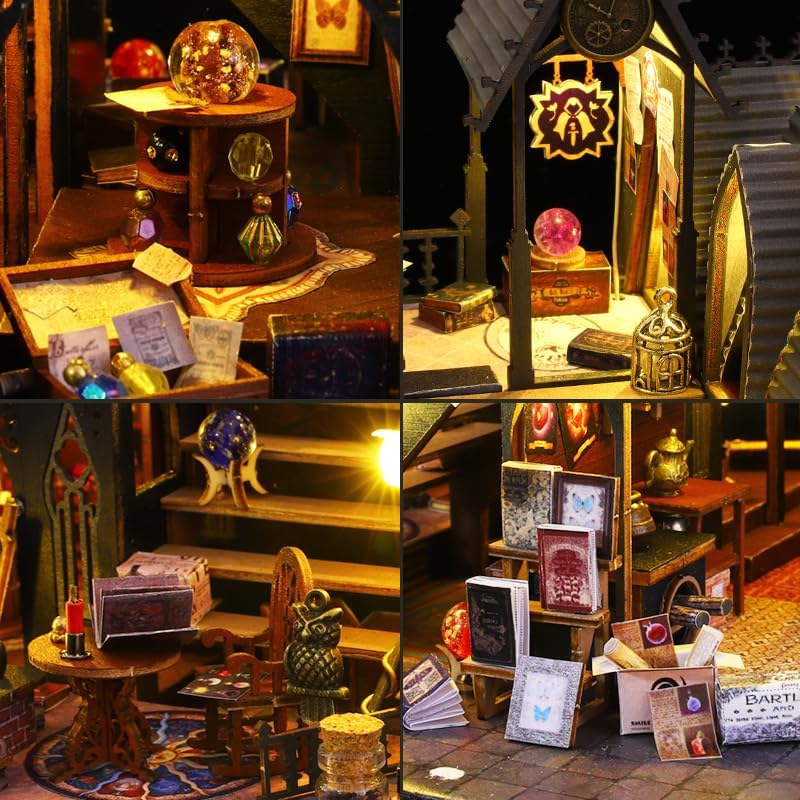 CRIOLPO Book Nook Kit-DIY Puppenhaus Holz Miniatur Haus Kit, Buch Ecke Miniatur Kit für Erwachsene T