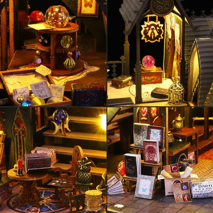 CRIOLPO Book Nook Kit-DIY Puppenhaus Holz Miniatur Haus Kit, Buch Ecke Miniatur Kit für Erwachsene T