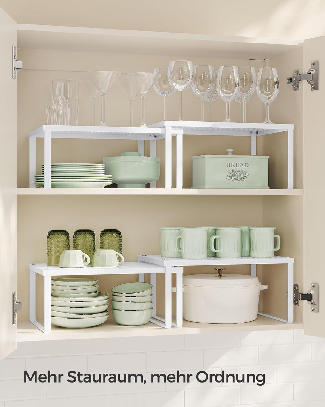 SONGMICS Gewürzregal, 4er Set, Küchenregal, Küchen-Organizer, Küche, Gewürzhalter, erweiterbar, stap