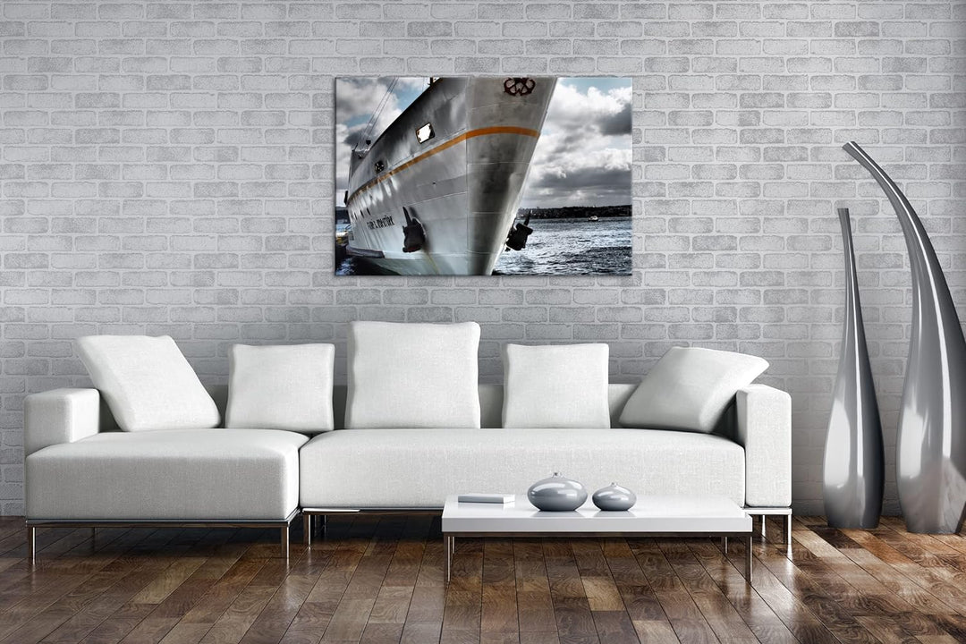 deyoli gigantisches Schiff am Meer im Format: 80x60 als Leinwandbild, Motiv fertig gerahmt auf Echth