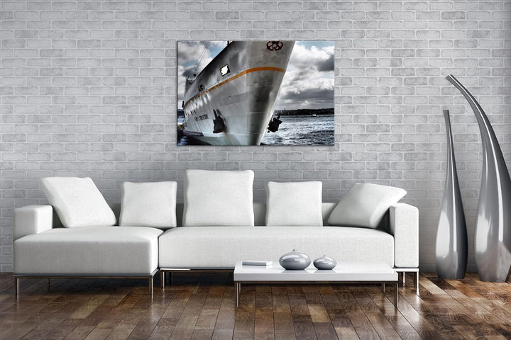 deyoli gigantisches Schiff am Meer im Format: 80x60 als Leinwandbild, Motiv fertig gerahmt auf Echth