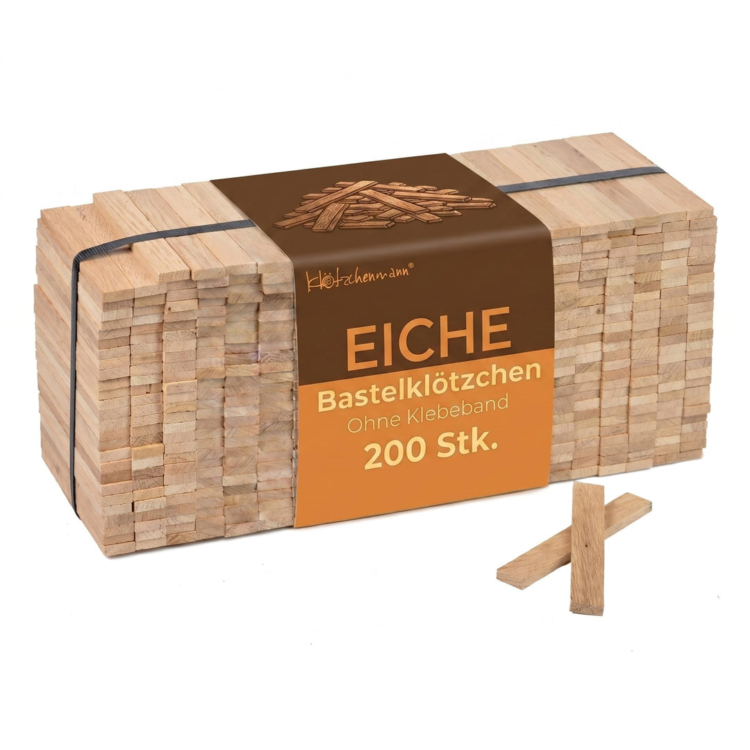 Klötzchenmann Eiche Bastelklötzchen 200 Stück ohne Klebeband Holzklötzchen zum Basteln für DIY Proje