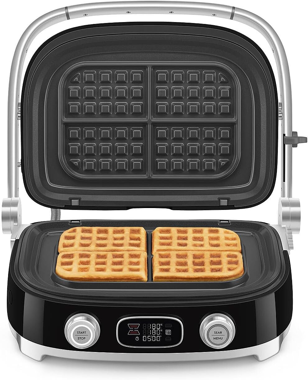 Smeg, MGF01BLEU, Elektrischer 3-in-1-Multifunktionsgrill, Schwarz, Schwarz
