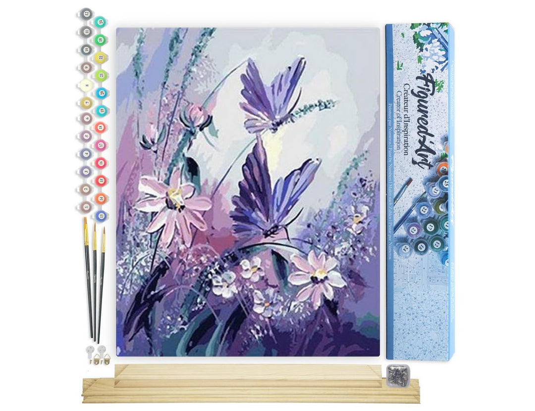 Figured'Art Malen Nach Zahlen Erwachsene Mit Rahmen Blumen und Schmetterlinge - Paint by Numbers Bas