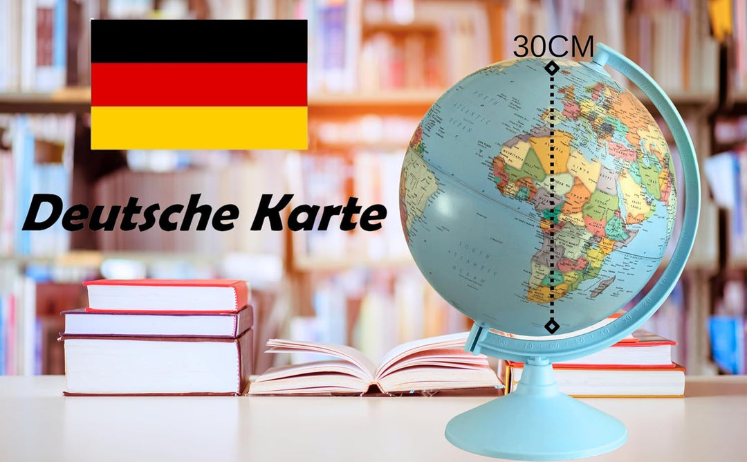 TOPGLOBE 30cm Schülerglobus - Karte auf Deutsch - Globus Bildung Drehbarer - Pädagogische/geografisc