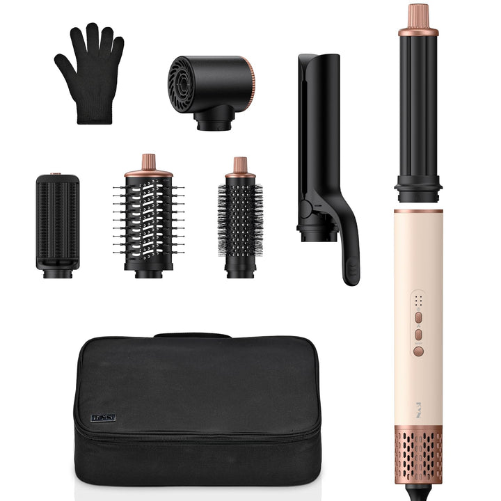 6 in 1 Hochgeschwindigkeit Hairstyler, 1400W Airstyler, Lonen Warmluftbürste, Rundbürstenföhn mit Lo