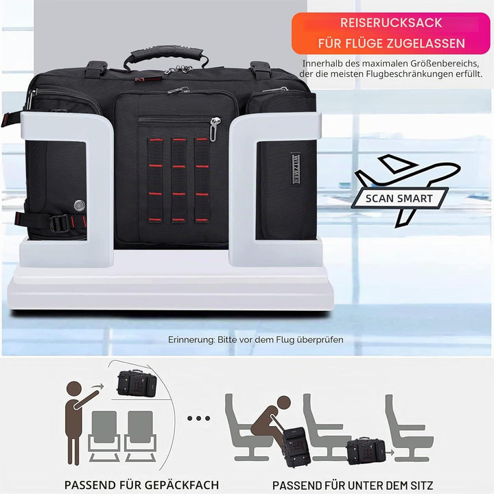 WITZMAN Reiserucksack Herren Gross Reisetasche Reiserucksack Handgepäck Flugzeug mit USB Ladeanschlu