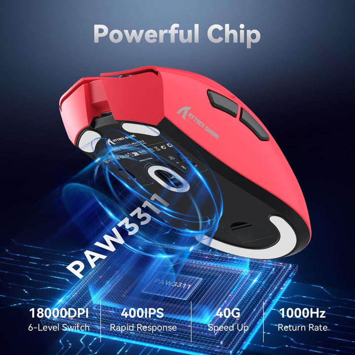 ATTACK SHARK R1 59g Superlight Maus, PixArt PAW3311 Gaming-Sensor, BT/2,4G kabellose/kabelgebundene