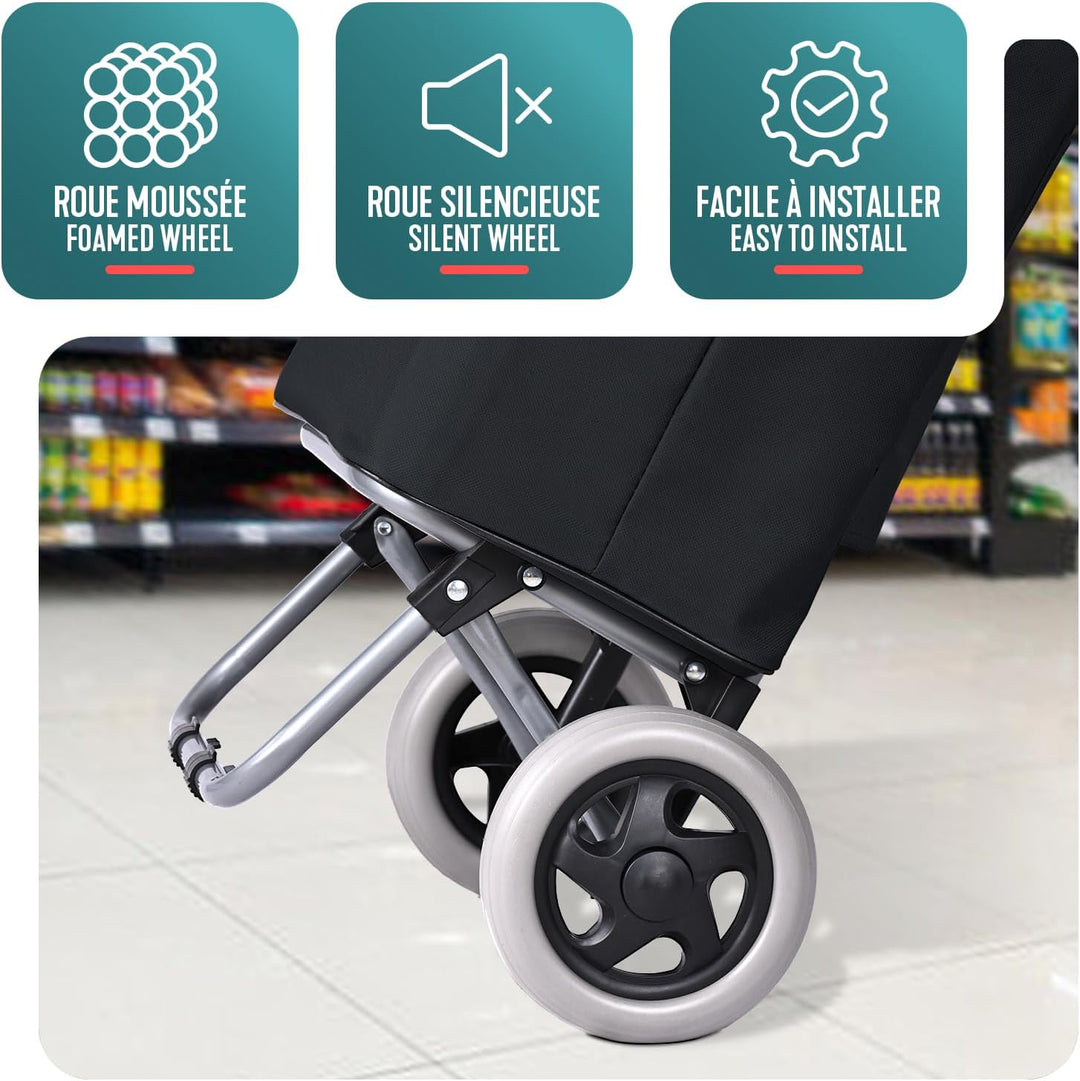 VOUNOT® Einkaufstrolley klappbar 59L, 2-in-1 Trolley Einkaufswagen mit 2 Räder, Abnehmbare Tasche, R