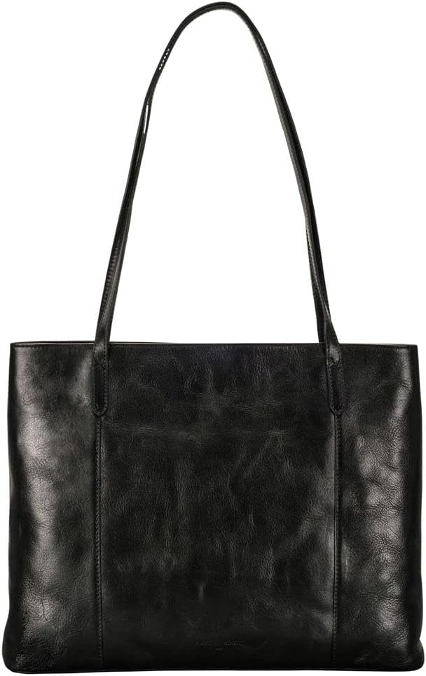 Maxwell Scott Italienischer Damen Leder Shopper Athenea in Schwarz, Schwarz