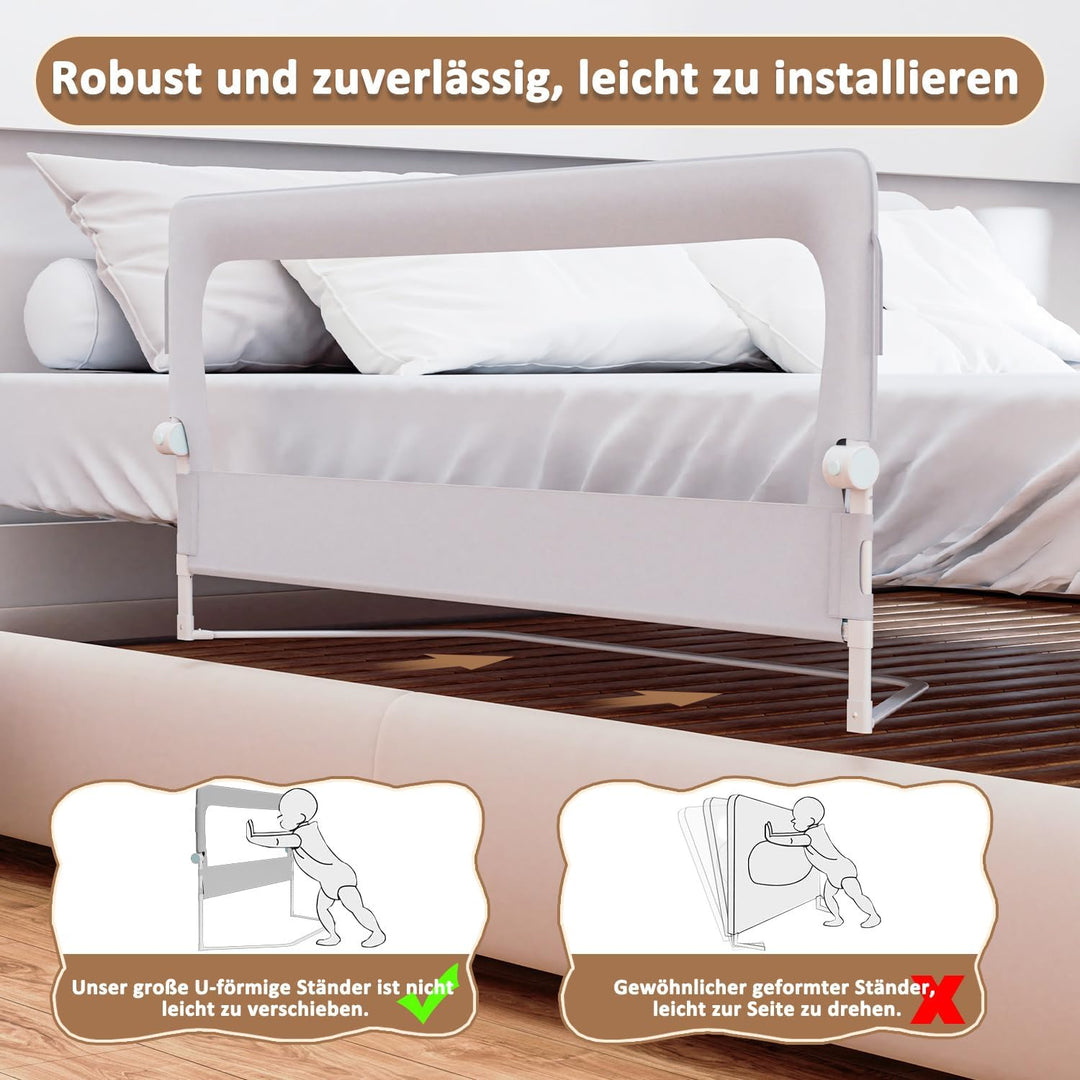 Bettgitter Set 2x200 cm + 1x180 cm, klappbarer Rausfallschutz, 72-86 cm höhenverstellbar, Schutzgitt