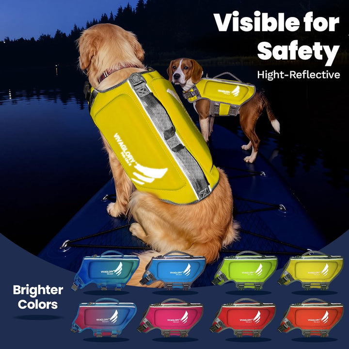 VIVAGLORY Hunde Schwimmweste High Buoyancy Hundeschwimmweste, M, Gelb | Rettungswesten Hunde-Schwimm