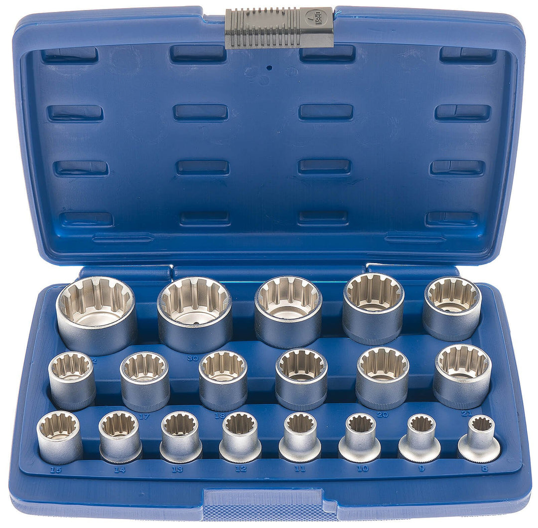 Satz A-SUNI9 Multi Steckschlüsselsatz Universal Antrieb 12,5mm (1/2") 19tlg. Multi Fit Zoll metrisch