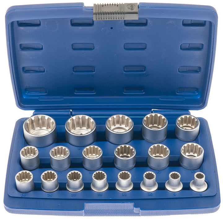 Satz A-SUNI9 Multi Steckschlüsselsatz Universal Antrieb 12,5mm (1/2") 19tlg. Multi Fit Zoll metrisch