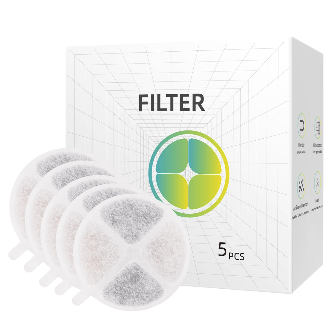 Cat Wasserbrunnen Filter, 5 Stück Ersatzfilter für 1.8L / 62oz Haustier Wasserbrunnen (5 Pack Filter