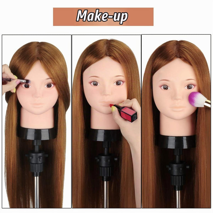 MYSWEETY 20” Übungskopf Frisierkopf Friseur 50% Echthaar Haar Perückenkopf Puppenkopf Übungskopf Fri