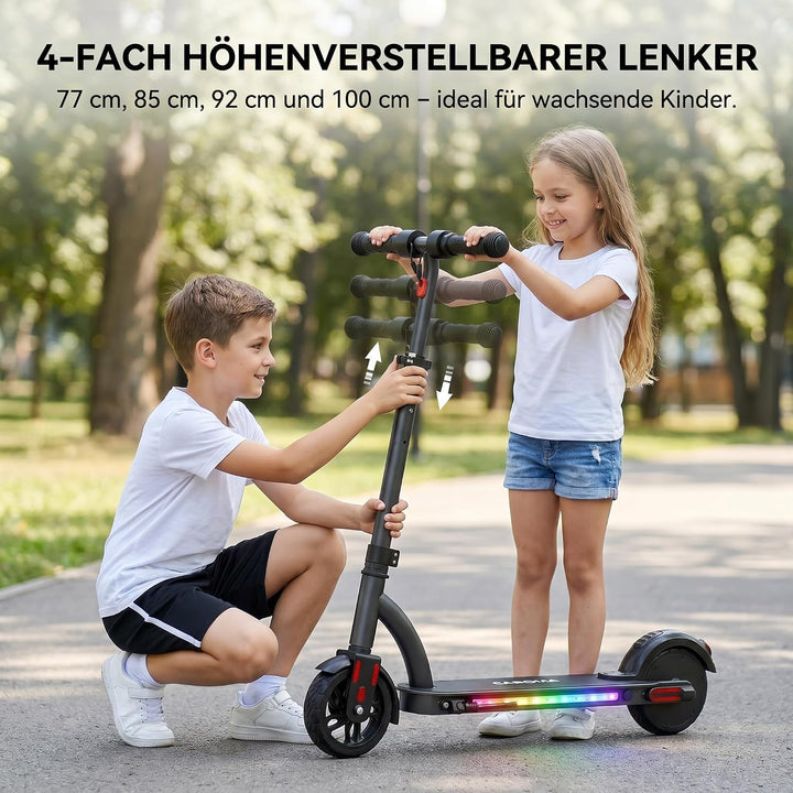 Caroma Kinder E Scooter für 6-12 Jahre, Doppeltes Bremssystem, 150W Motor bis 16 km/h, 12 km Reichwe