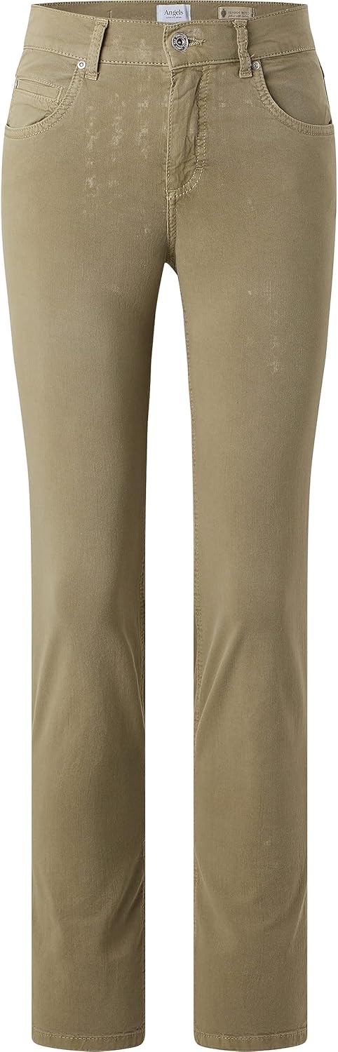 ANGELS Straight-Leg Jeans Jeans Cici mit Coloured Denim mit Label-Applikationen 42 Khaki, 42 Khaki