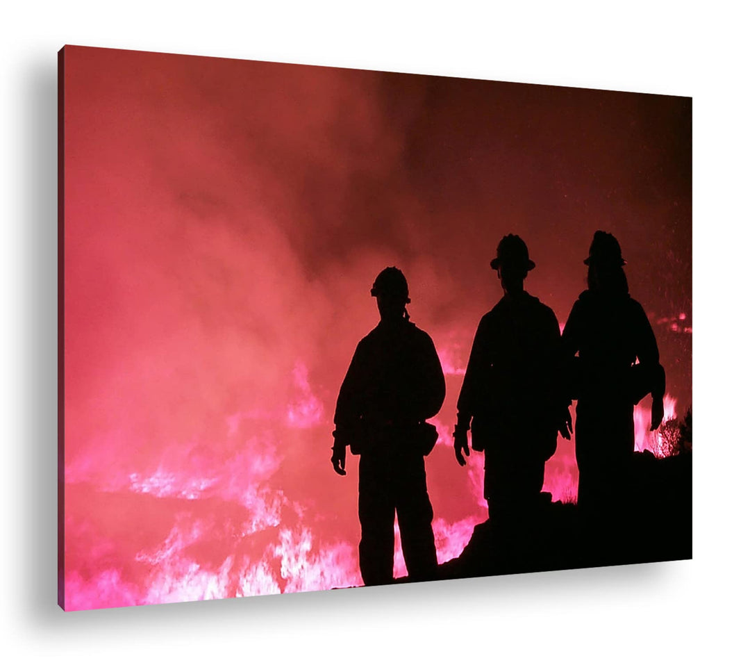 deyoli Lauffeuer Feuerwehr im Einsatz Format: 120x80 als Leinwandbild, Motiv fertig gerahmt auf Echt