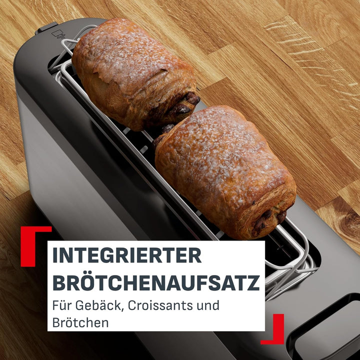 Tefal Element Langschlitz-Toaster TL4308 | 7 Bräunungsstufen | 1000 Watt | Integrierter Brötchenaufs