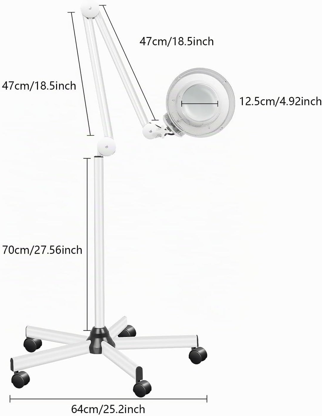 5X LED Lupenleuchte 125MM Lupenlampe mit Standfuss, 5 Dioptrien Lupe mit Licht Standlupe Arbeitsleuc