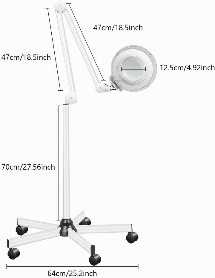5X LED Lupenleuchte 125MM Lupenlampe mit Standfuss, 5 Dioptrien Lupe mit Licht Standlupe Arbeitsleuc