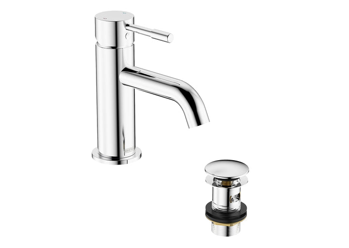 Bristan Mila Waschtischarmatur mit Clicker Ablaufgarnitur Chrom (MI BAS C) Chrome, Chrome