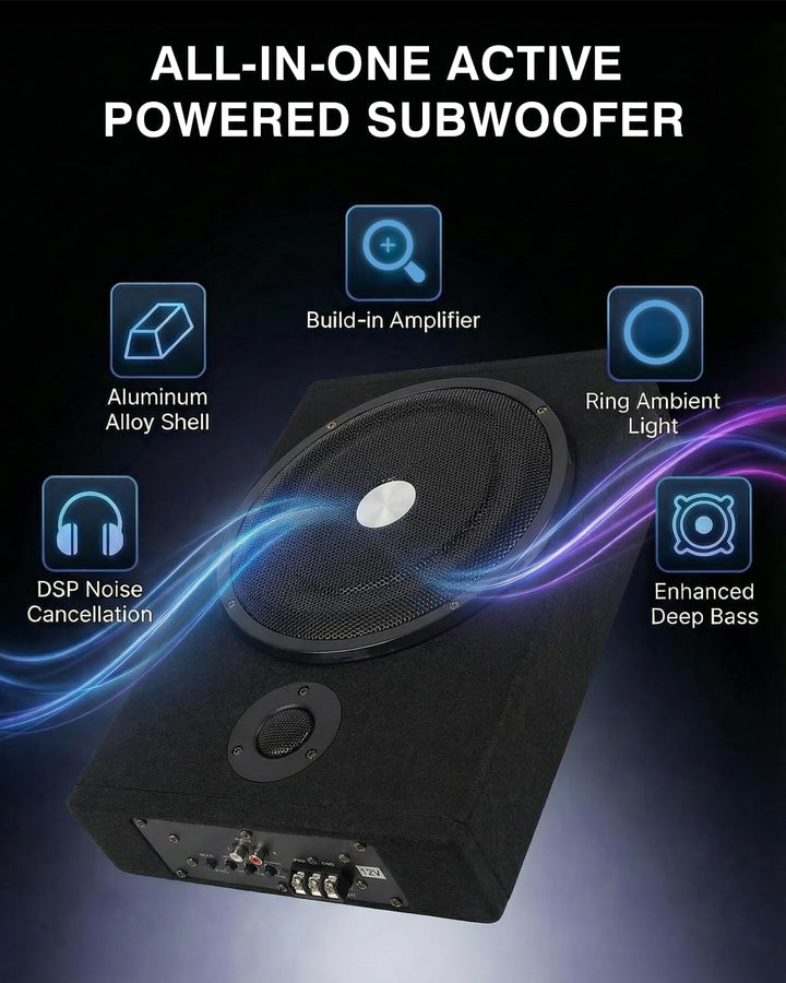 Auto Untersitz Subwoofer Aktiv 1500W, Ultraflach, Hochleistung