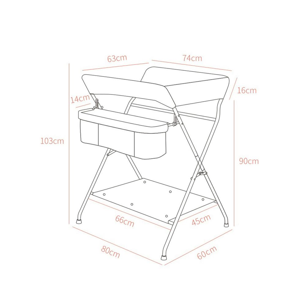 Baby Wickelkombi, Klappbare Wickelkommode, Mobil Wickeltisch für Neugeborene und Kleinkinder, Baby W